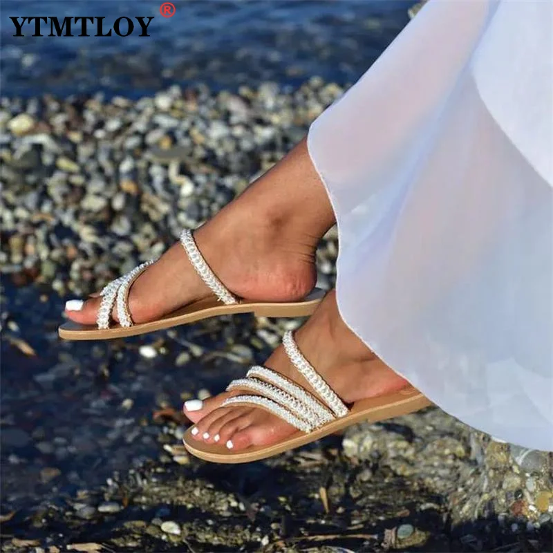 

Шлепанцы женские кожаные, люксовые сандалии на плоской подошве, повседневные пляжные, для улицы, Размеры 35-43, лето