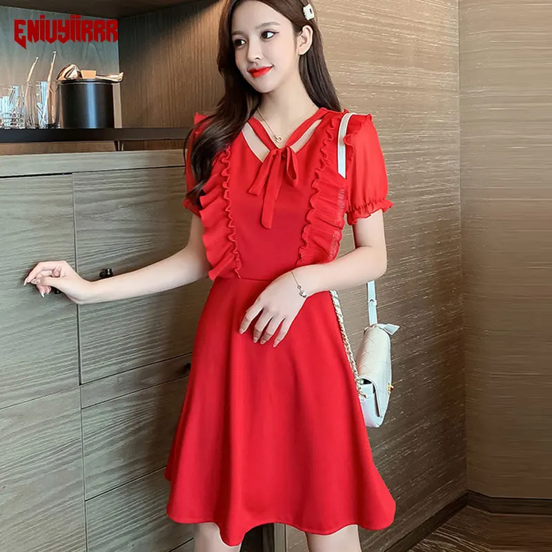 Красное рождественское платье с оборками женское сексуальное облегающее