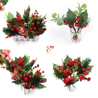 1pcs artificial flower red pearl stamen berrie branch for wedding christmas decoration diy valentines day gift box craft flower
