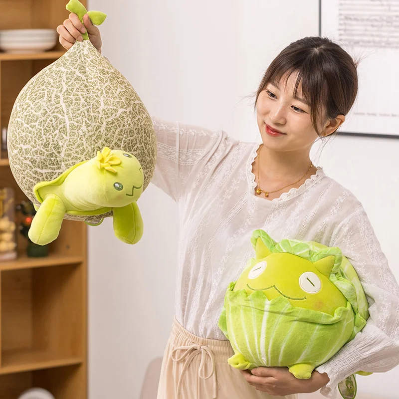 

25-40CM Cute Vegetable Fairy Plush Toy Creative Stuffed Cantaloupe Tortoise Cabbage Frog Doll Kids Girls Kawaii Halloween Gifts