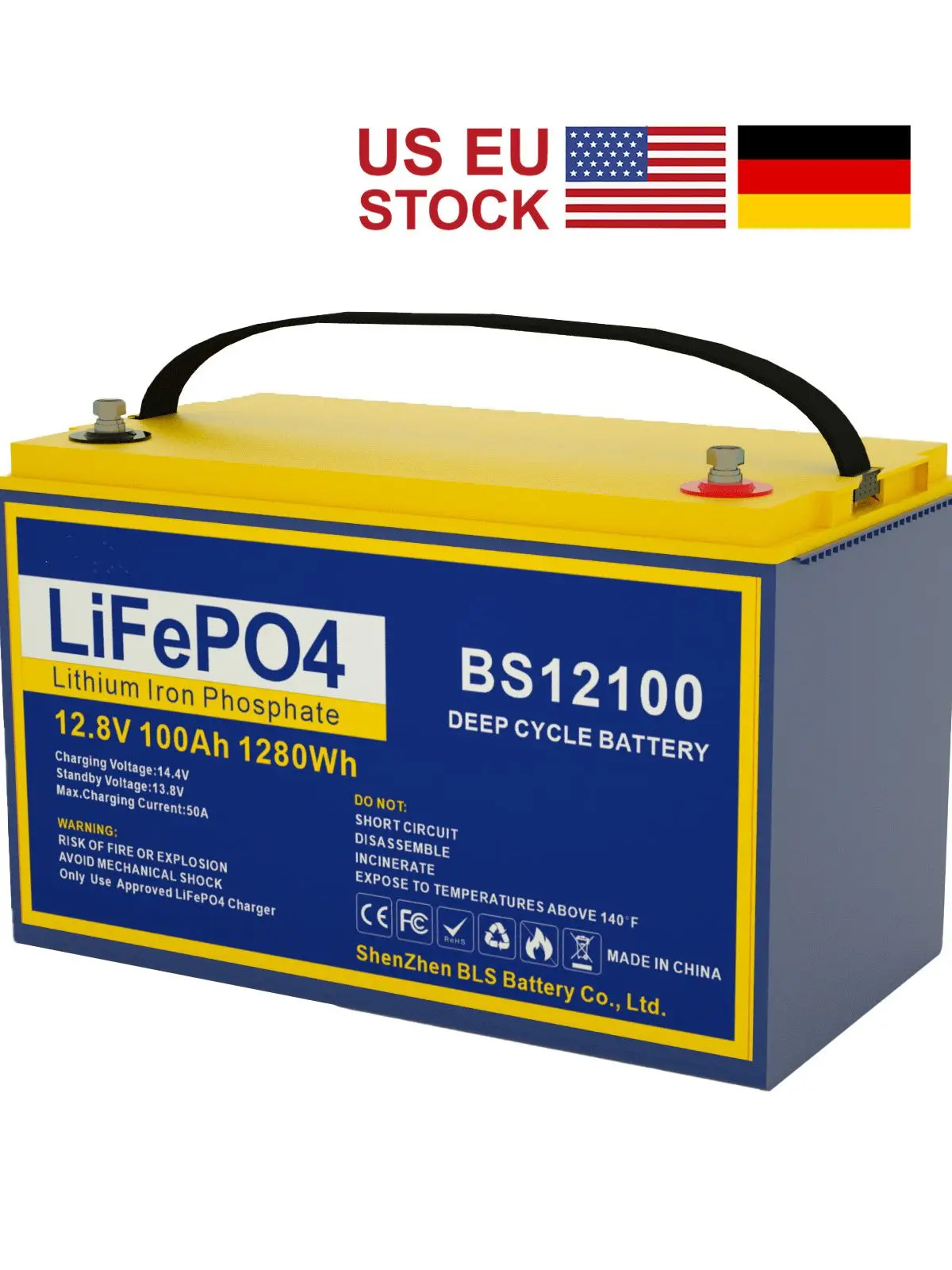 12V 100Ah LiFePO4 Deep Cycle Battery with 4s 12.8V 80A BMS Replace Most of Backup Power Solar RV BOAT US EU DHL UPS Fast Ship