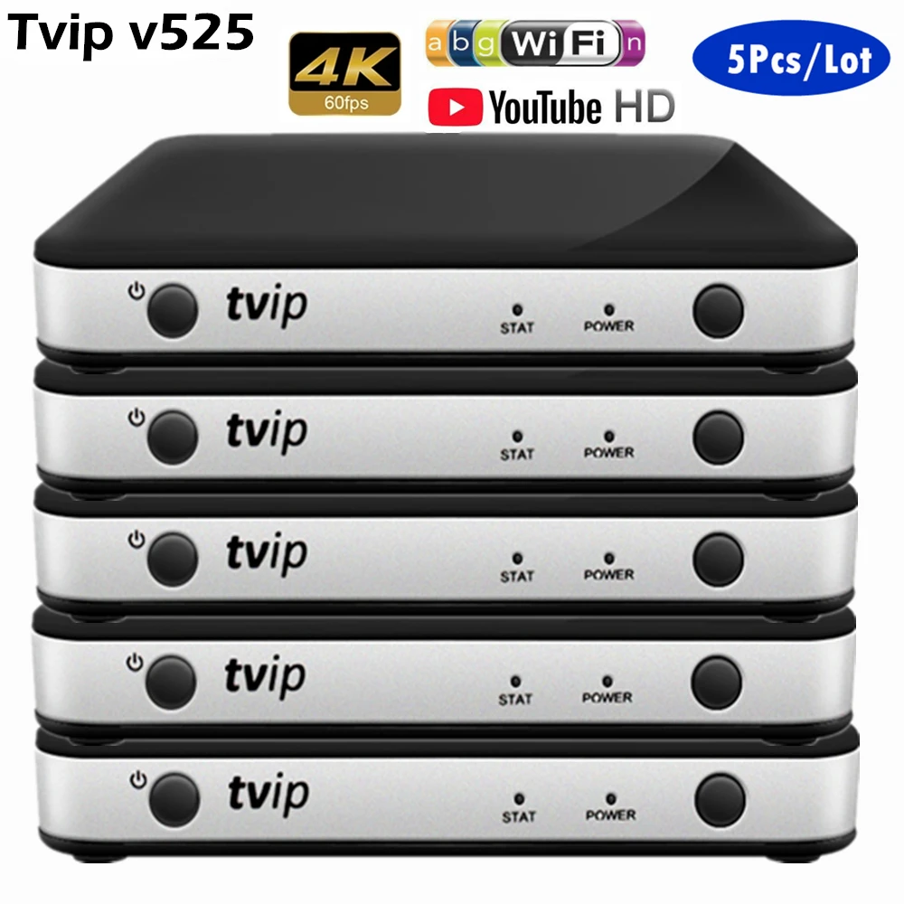 5PCS/Lot Linux TV Box TVIP 525 4K HD 2.4G/5G WiFi Amlogic S905W Quad Core Smart Linux box tvip525 H2.65 Set top box Media Player