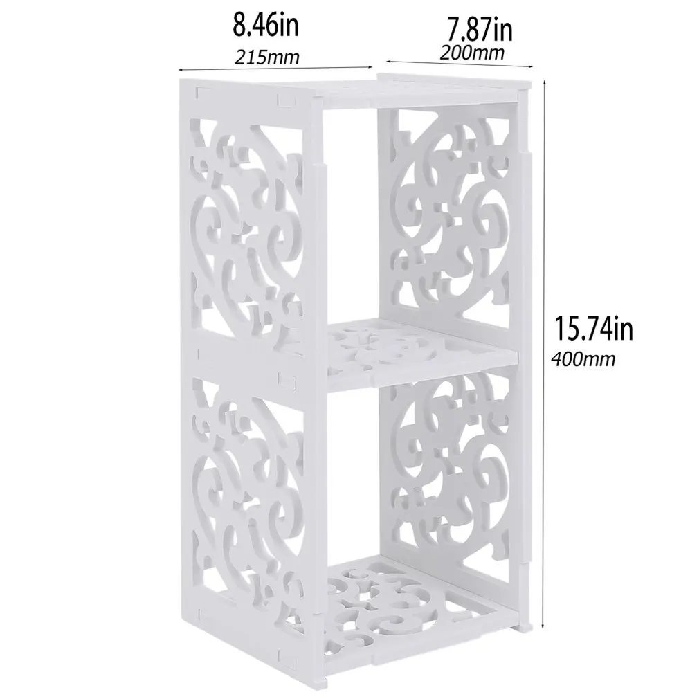 

Two Grids Wood Plastic Composite Hollow Carved Desktop Shelf Bookshelf Bookcase CD/DVD Storage Organizer Corner Shelf Unit