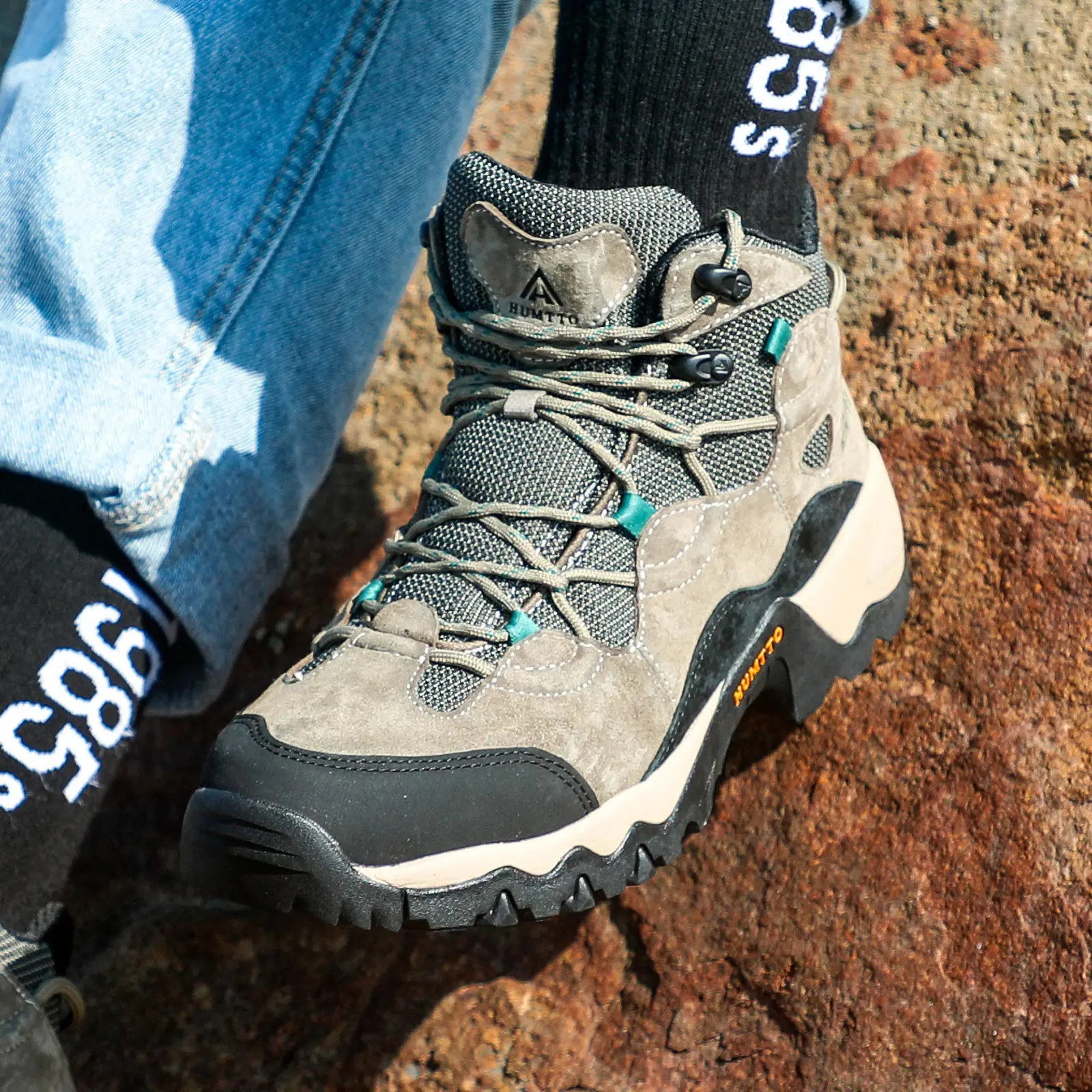 HUMTTO Waterproof Hiking Shoes for Men Trekking Mountain Outdoor Sport Tactical Mens Boots Leather Non-slip Climbing Sneakers