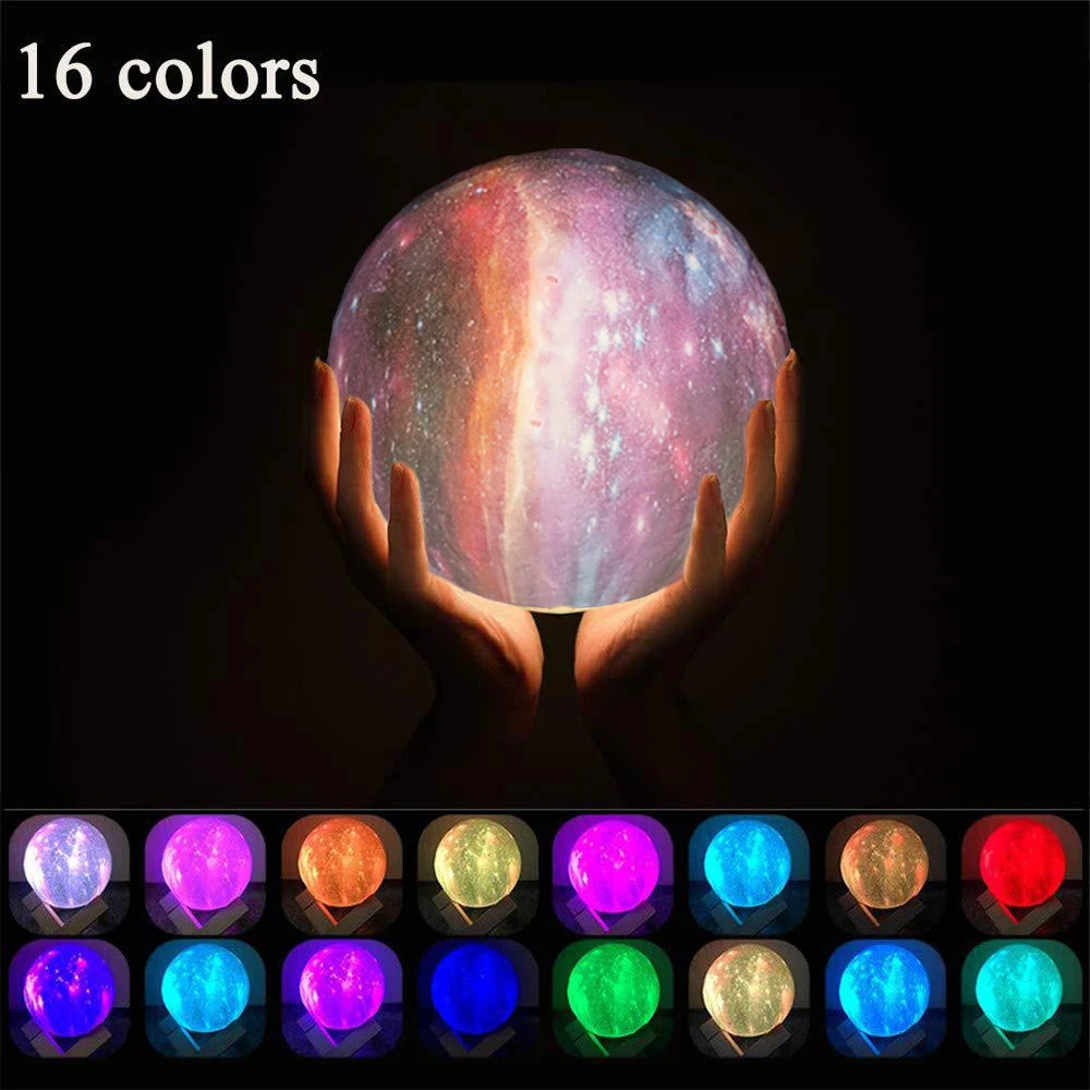 Ночник с 3D принтом 16 цветов зарядка через USB приглушаемый сенсорный светильник в