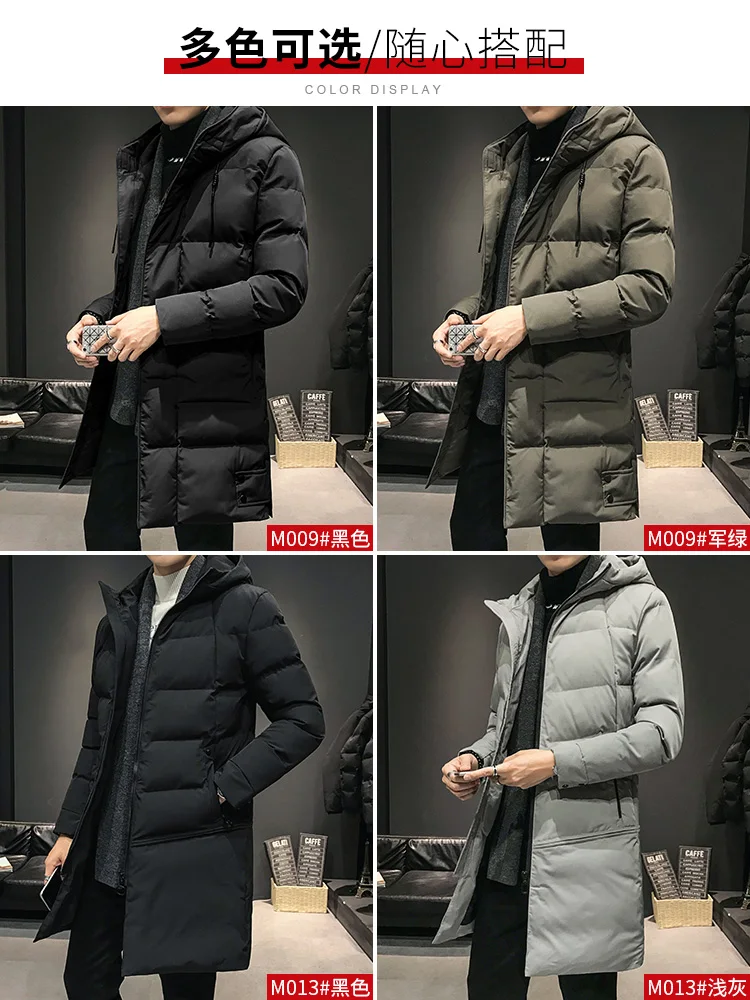 Mid-Length Cotton-Padded Coat Men's Coat Autumn and Winter New Trendy Handsome Thick Cotton-Padded Coat Winter down