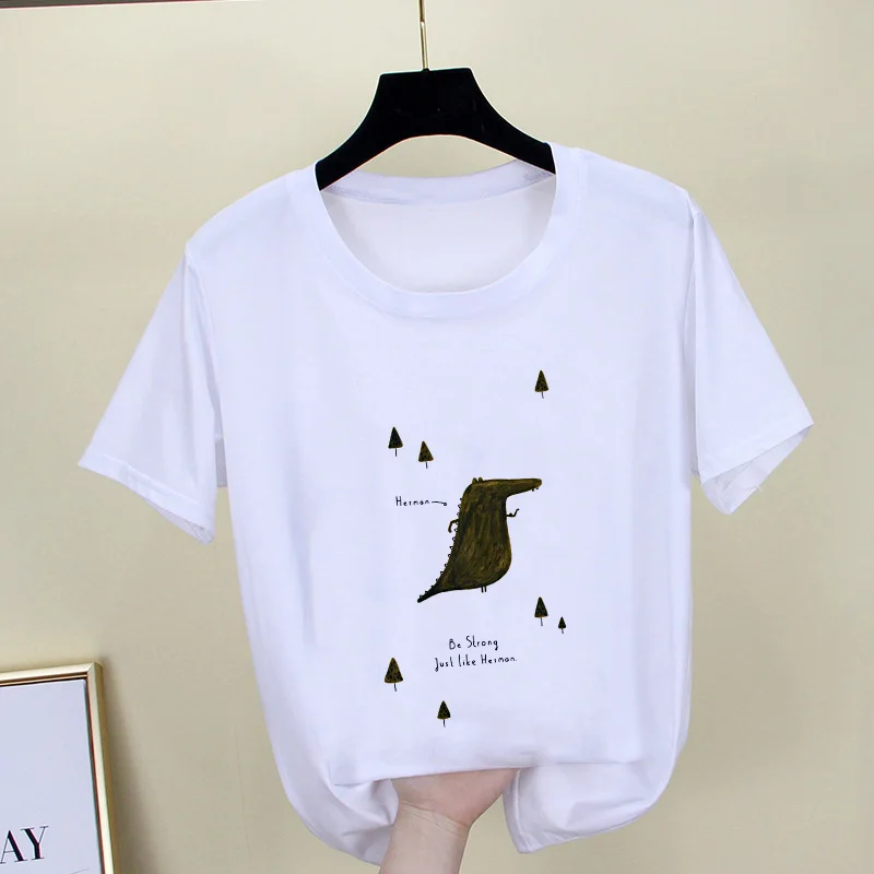 Lus Los новый модный милый топ с рисунком крокодила женская белая хлопковая