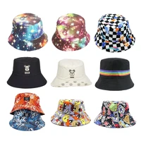 unisex summer autumn bucket hat foldable cotton embroidered print outdoor men hip pop street hat sun beach cap hats for women