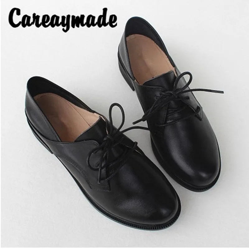 

Careaymade-Handmade top layer cowhide comfortable original single shoes medium-low heel round-headed British leather shoes