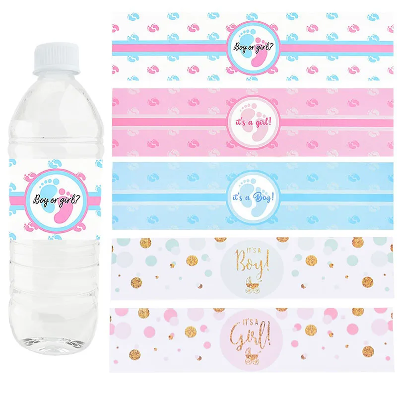 

24Pcs Baby Shower Bottle Label Stickers Boy Or Girl Self Adhesive Bottles Cover It Is A Boy/Girl Gender Reveal Party Supplies