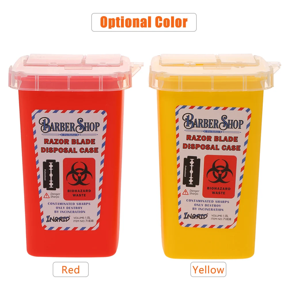 Portable 1L Sharps Container Medical Needles Bin Biohazard Tattoo Piercing Barber Razor Blade Disposal Collect Box | Красота и