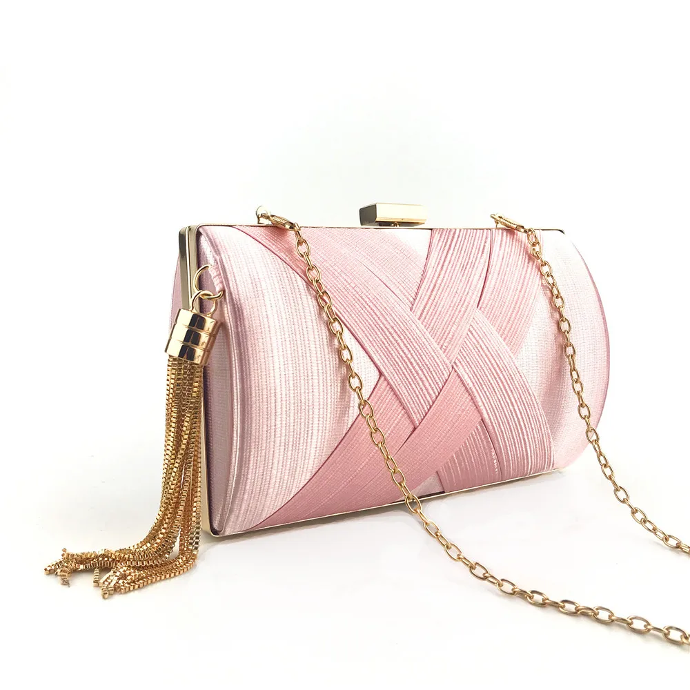 Pink Сумка для ужина из сатина, модное платье с бахромой, вечерняя сумочка для невесты, женские вечерние сумки для ночного клуба - Цвет: Pink