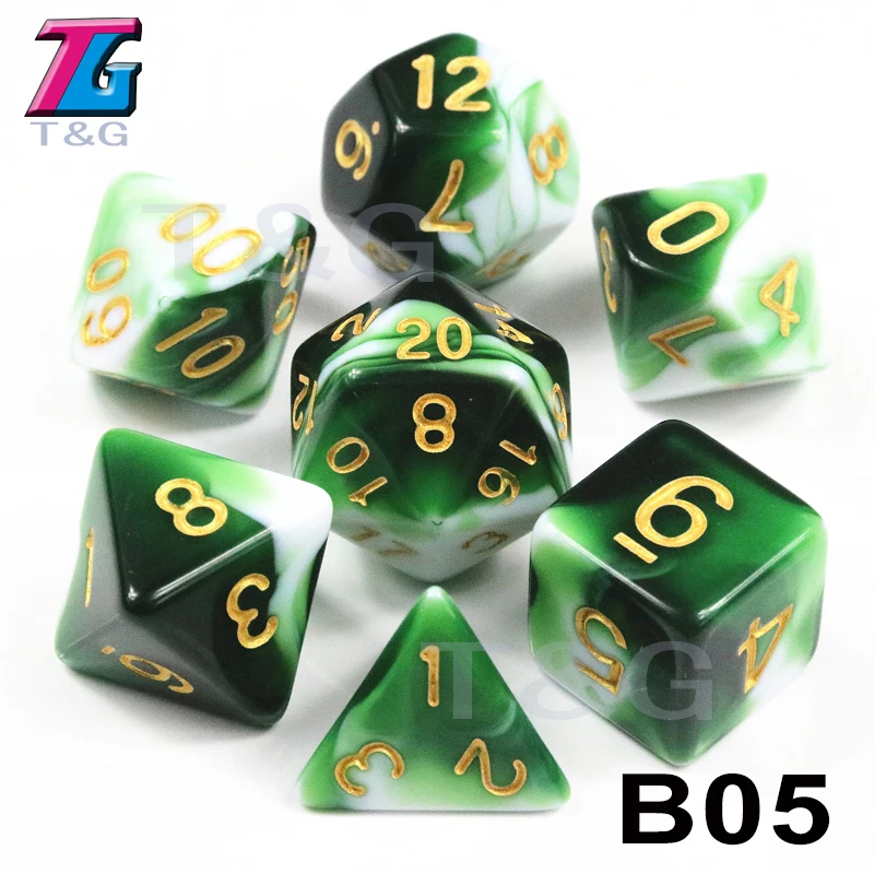 7 шт./компл. многогранные TRPG игры для подземелий драконов непрозрачные D4-D20 многогранные кости Поп для настольной игры