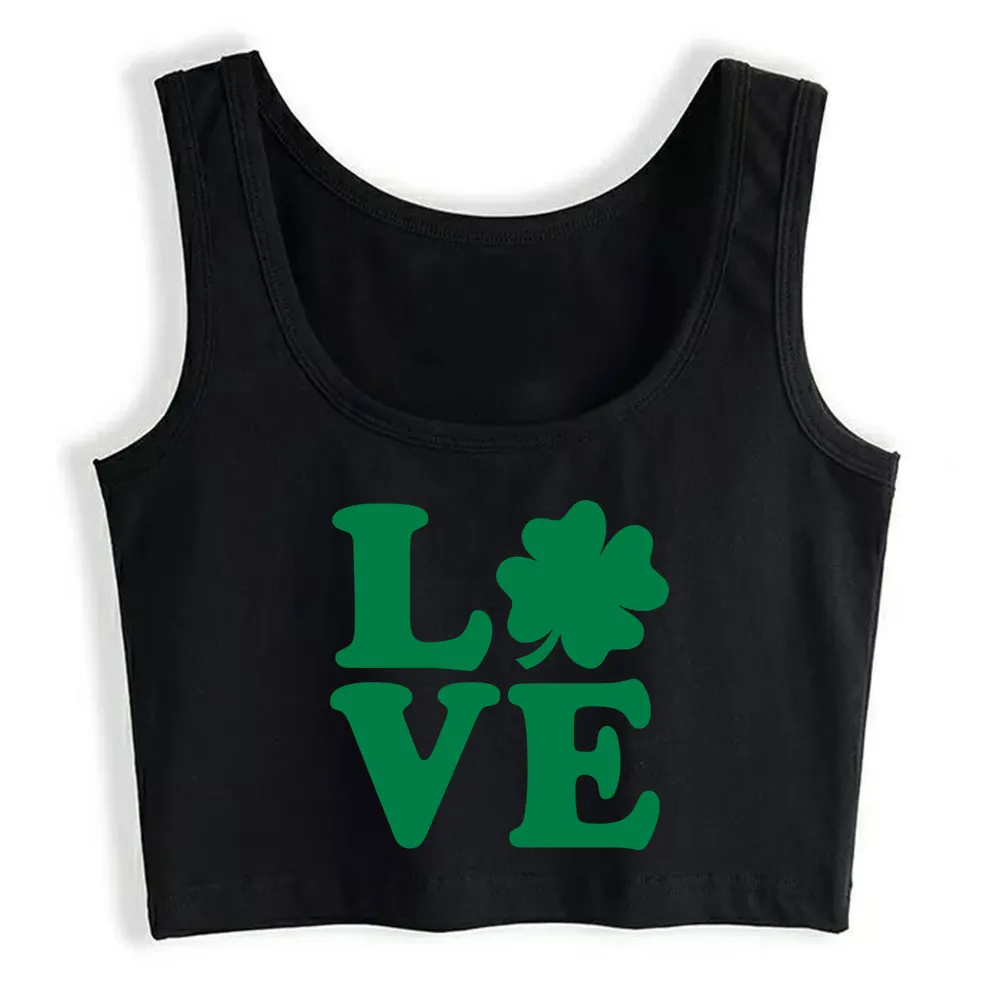 

Crop Top Female Love shamrock Summer Inscriptions Cotton Yoga Vest Tank Top