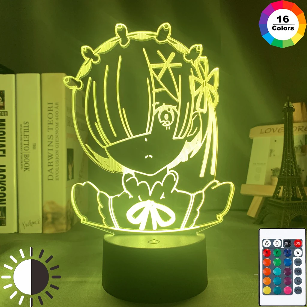 

Ночник с аниме Rem Re Zero, светодиодный светильник с сенсорным датчиком, меняющий цвет, детский ночсветильник для спальни, Декор, настольная лам...