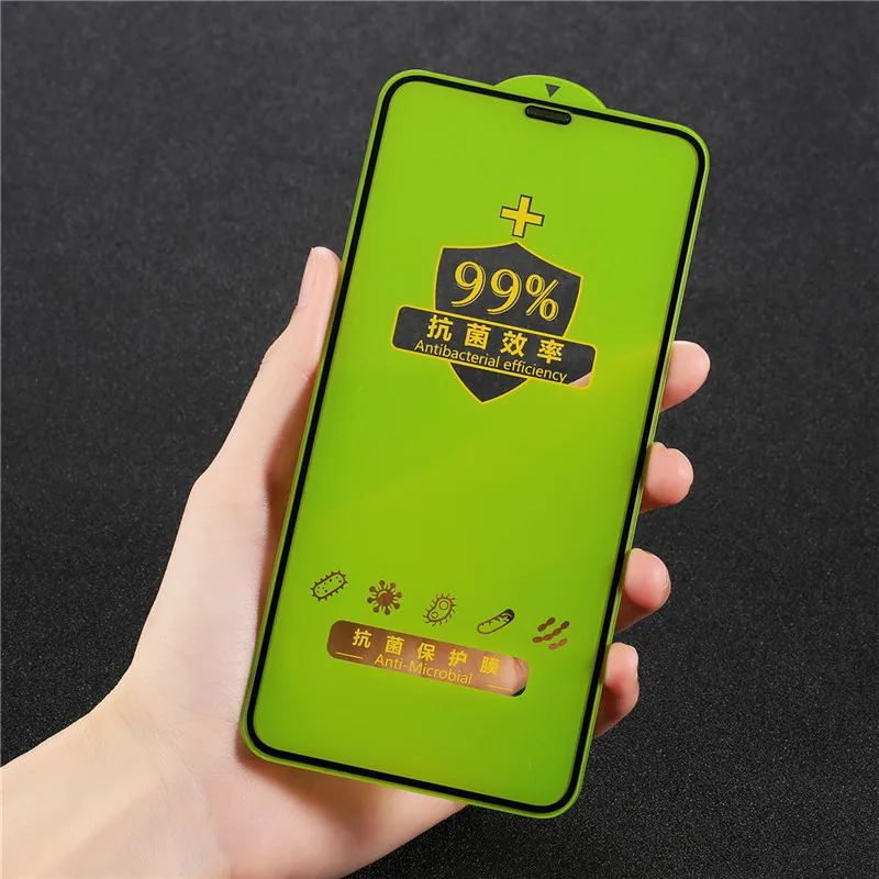 USLION антибактериальное Защитное стекло для iPhone 11 Pro Max X XS MAX XR Xs 7 6 6s 8 Plus закаленное