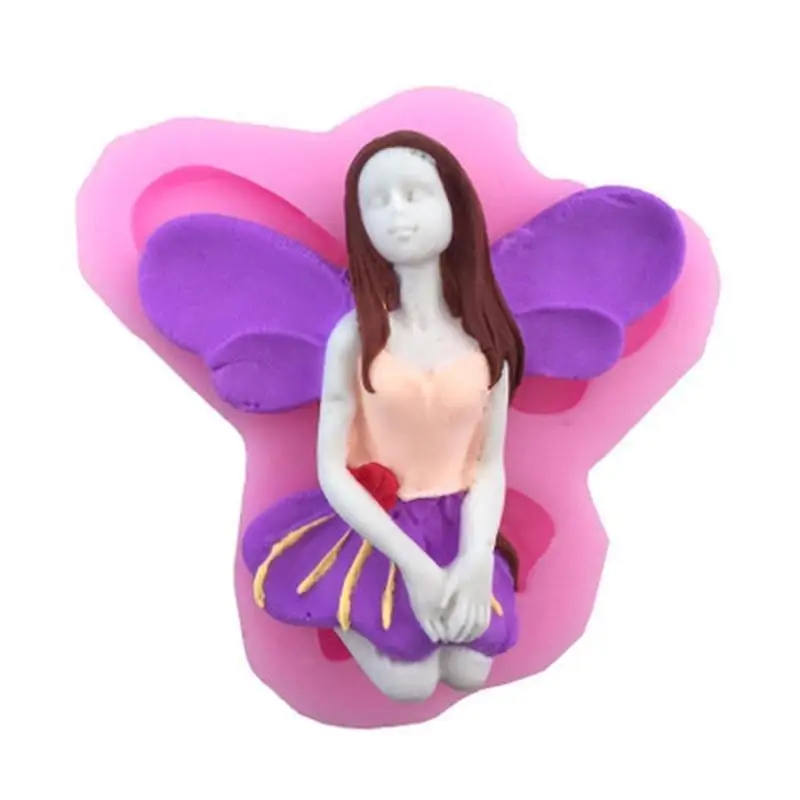 

Wings Girl Cake Mold Baked Handmade Soap Diy Angel Girl Flower Fairy Shape Silicone Mold Baking Tools for Cakes