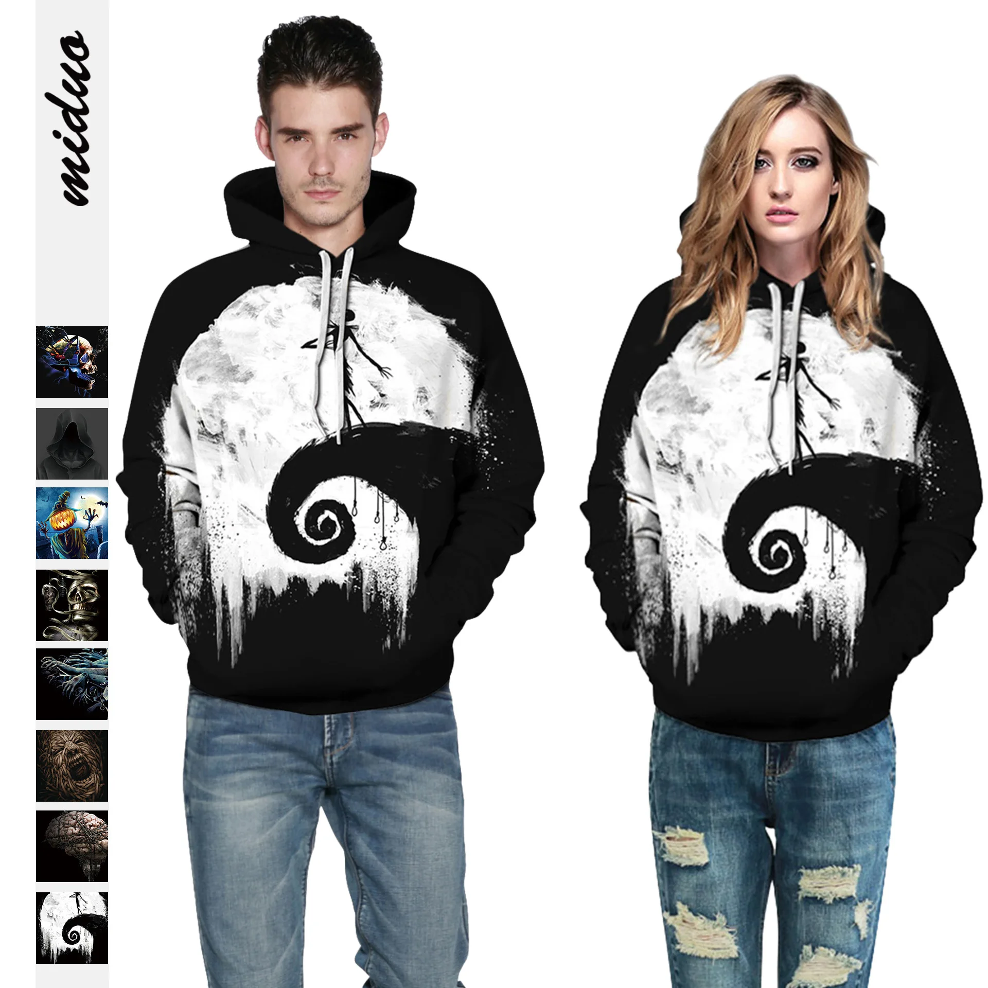 Цифровая печать продажи Хэллоуин с капюшоном женская одежда оптом бейсбольная