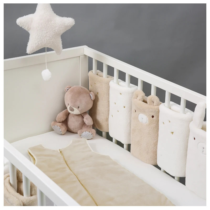 Plush Baby Bed Bumper Baby Bedding Set Accessories Infant Crib Bumpers Chic Cotton Bed Protector Baby Decoration Room Baby Stuff