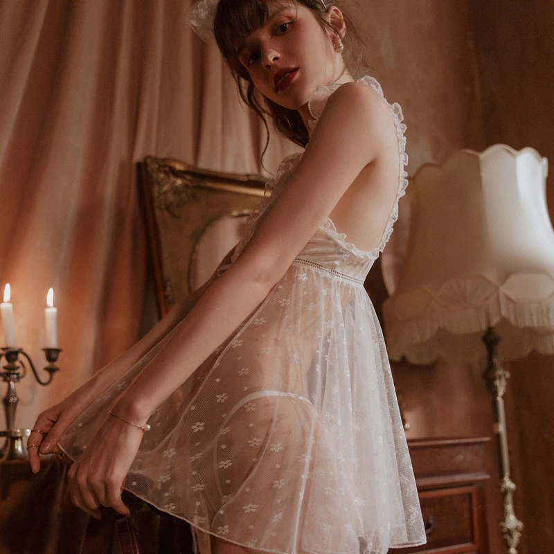 Цветочная ночная рубашка пижамный комплект с маленькой грудью женская летняя