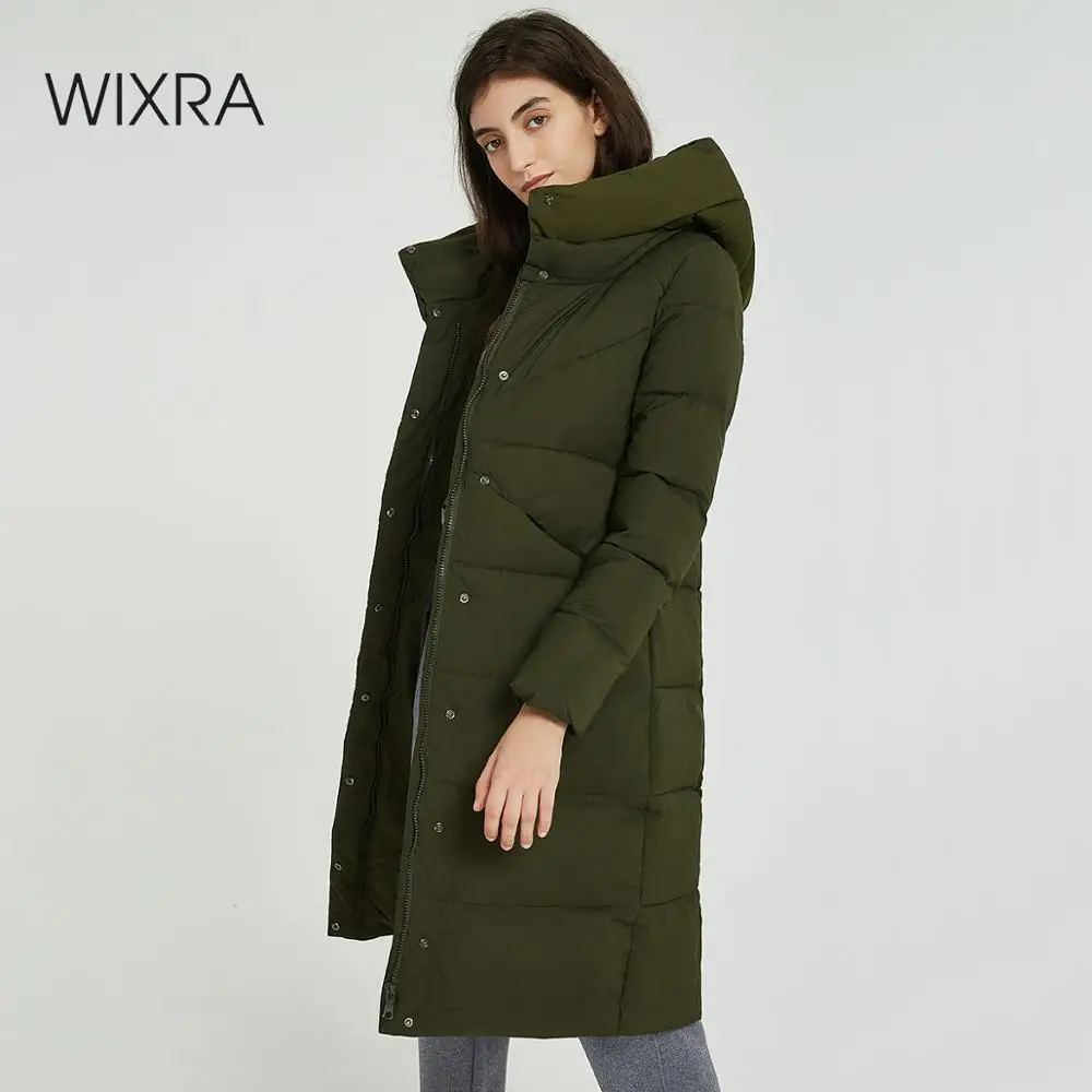 

Wixra Women Hooded Coats Parka Casual Thick Solid Zipper Jacket Mid-long Ladies Thick Jacket Women 2019 Winter Outerwear