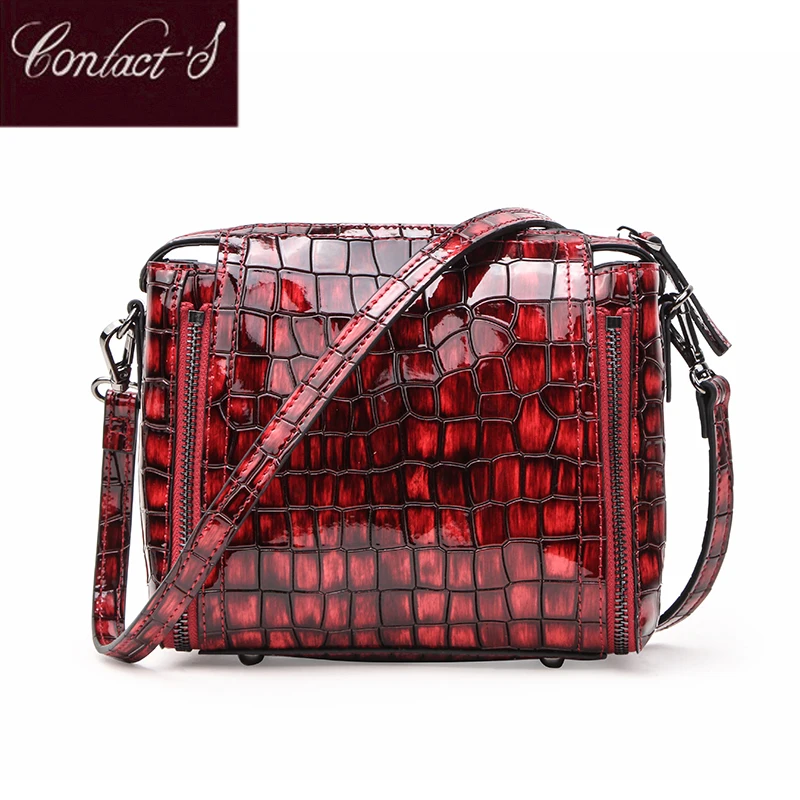 

Contact's Women Genuine Leather Lady Messenger Bag Women Shoulder Bags Crocodile Crossbody Bag For women Handbags Sac Femme