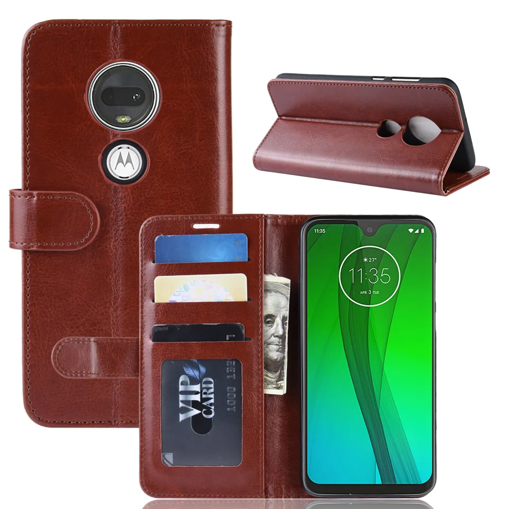 Ретро Бумажник Стенд Флип кожаный чехол для Motorola Moto G7 Plus телефона