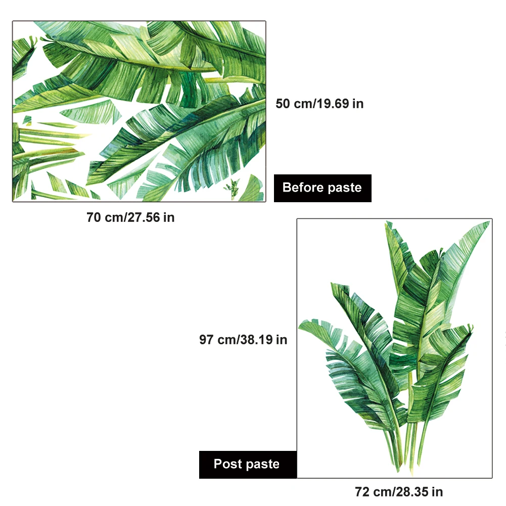 

Removable 3D Green Plant Wall Stickers DIY Water-Proof Colorfast Large Leaf Art Decoration Stickers Family Living Room Bedroom