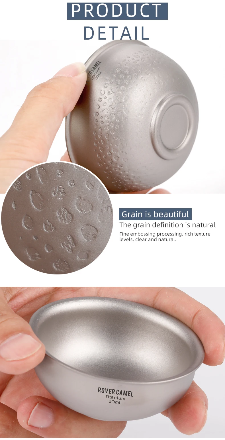 Rover Camel Pure titanium double layer small tea cup travel tea cup portable heat insulation and anti-hot kung fu tea set
