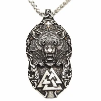 wolf protect me amulet talisman jewelery wolf paw triskelion triskele valknut pendant viking necklace dropshipping