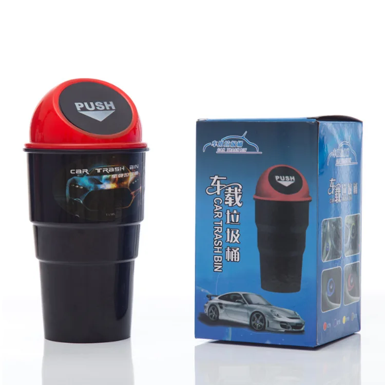 

Fashion Cup-shaped Push-lid Car Trash Can Desktop Plastic Trash Can Car Trash Can Auto Parts Trash Can with Lid Garbage Bin