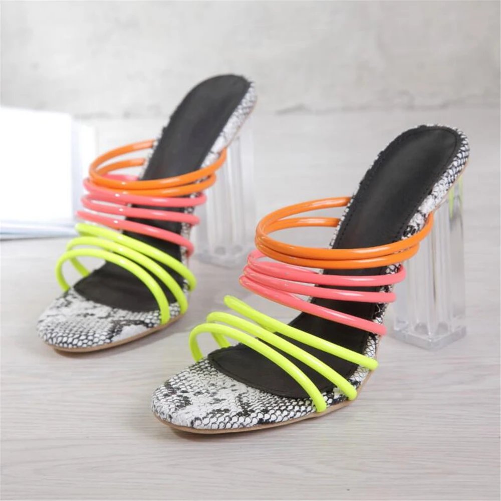 Miulamiula/женские босоножки летняя разноцветная женская обувь на высоком квадратном