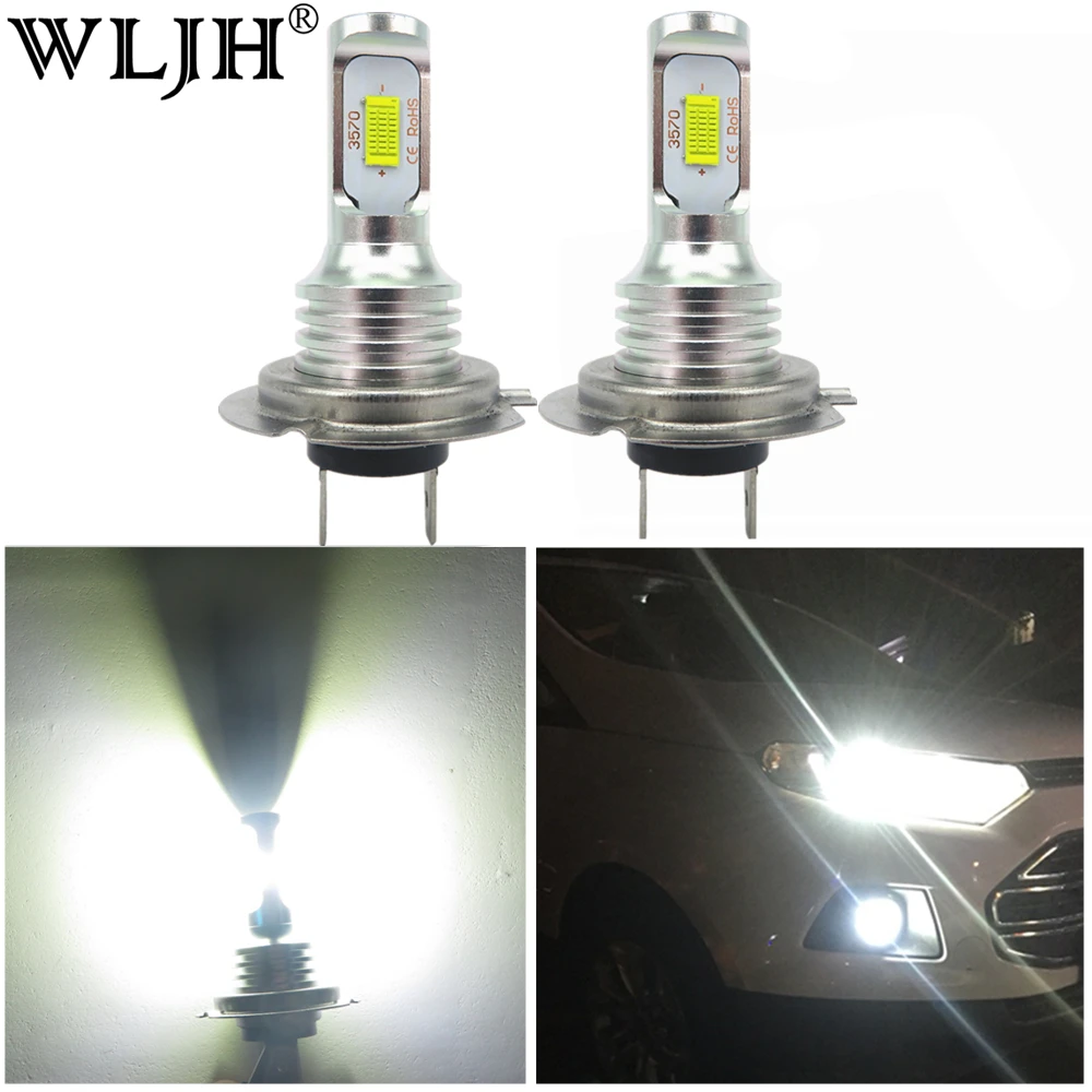 WLJH 2x Canbus безошибочный светодиодный H7 противотуманный светильник, лампа для автомобиля, автомобиля, грузовика, вождения, дневного света, светодиодный светильник H7, 12 В, 24 В, для автомобилей