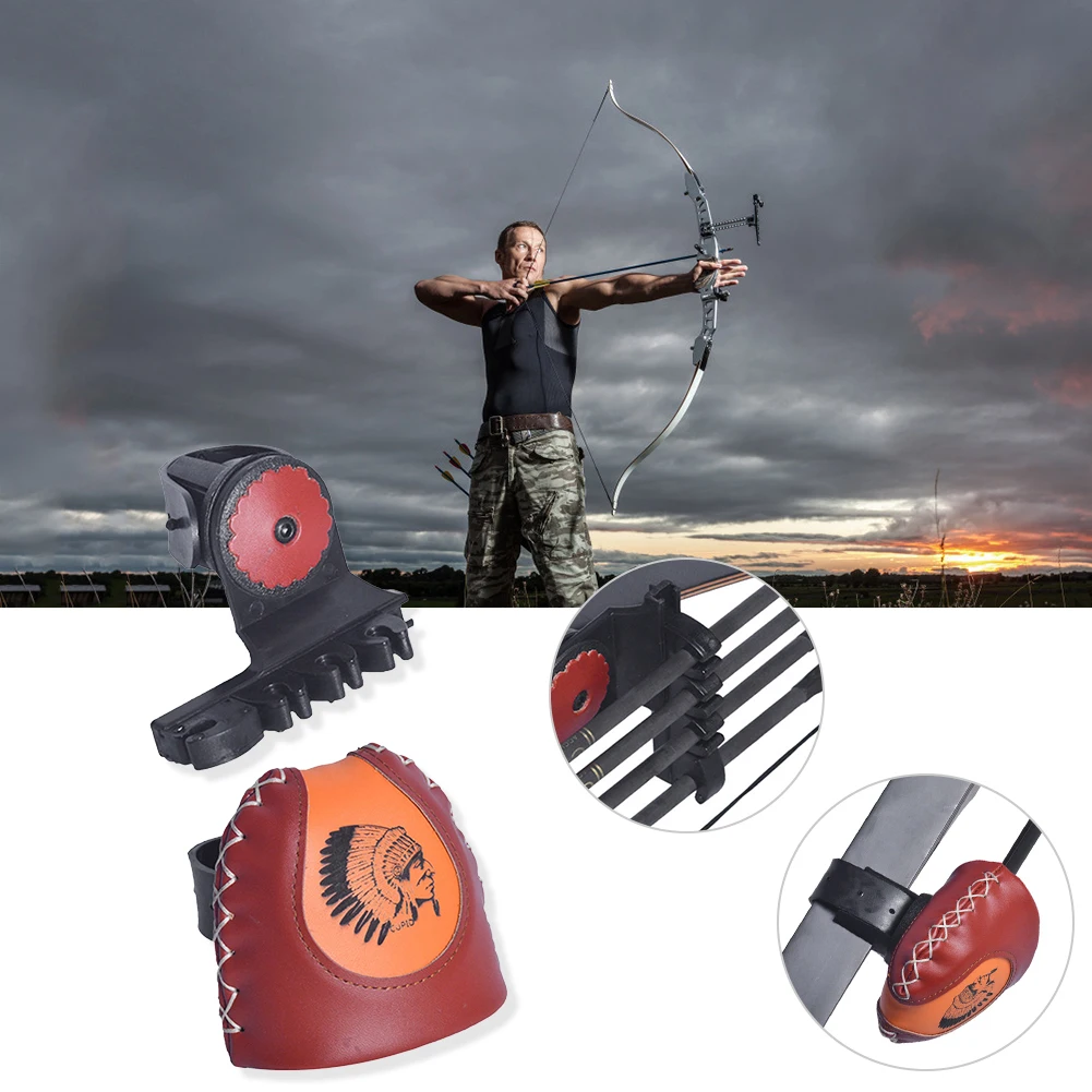 

Arrow Holder Quick Lock Mounting Bracket Quick Release Leather Archery Quiver Holder Pouch Durable Wear-Resistant Bow Arrow Bag