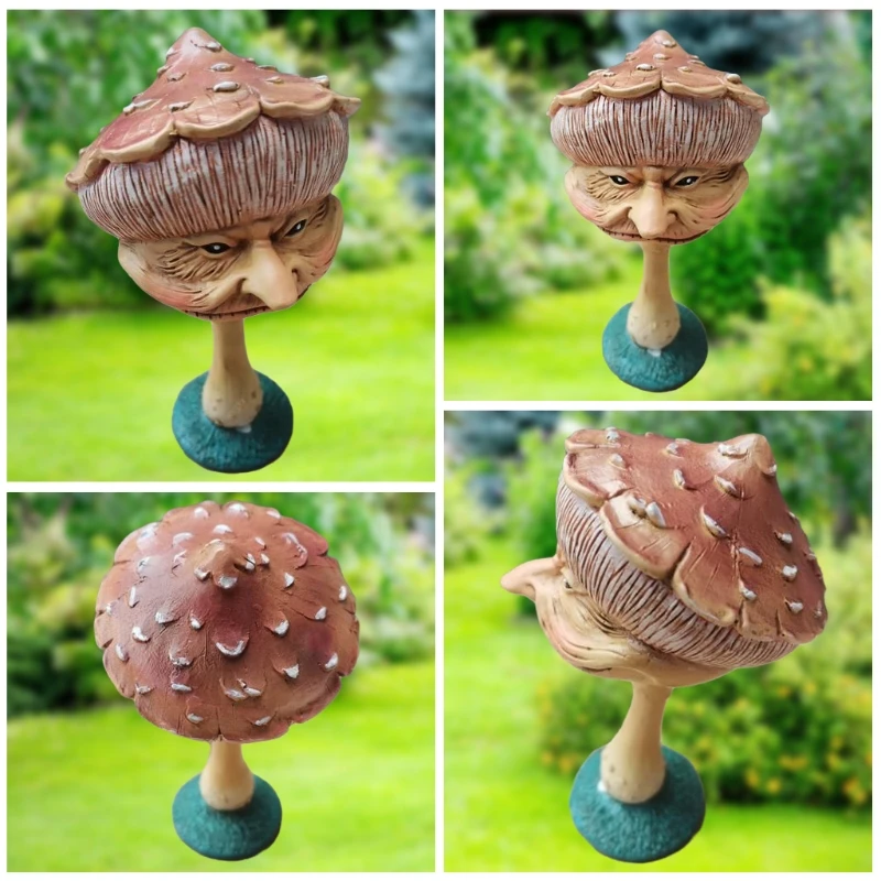 

Miniature Happy Mushrooms for Garden Yard Lawn Ornament Fairy Garden Funny Face Mushroom Statue Decoration Resin Crafts