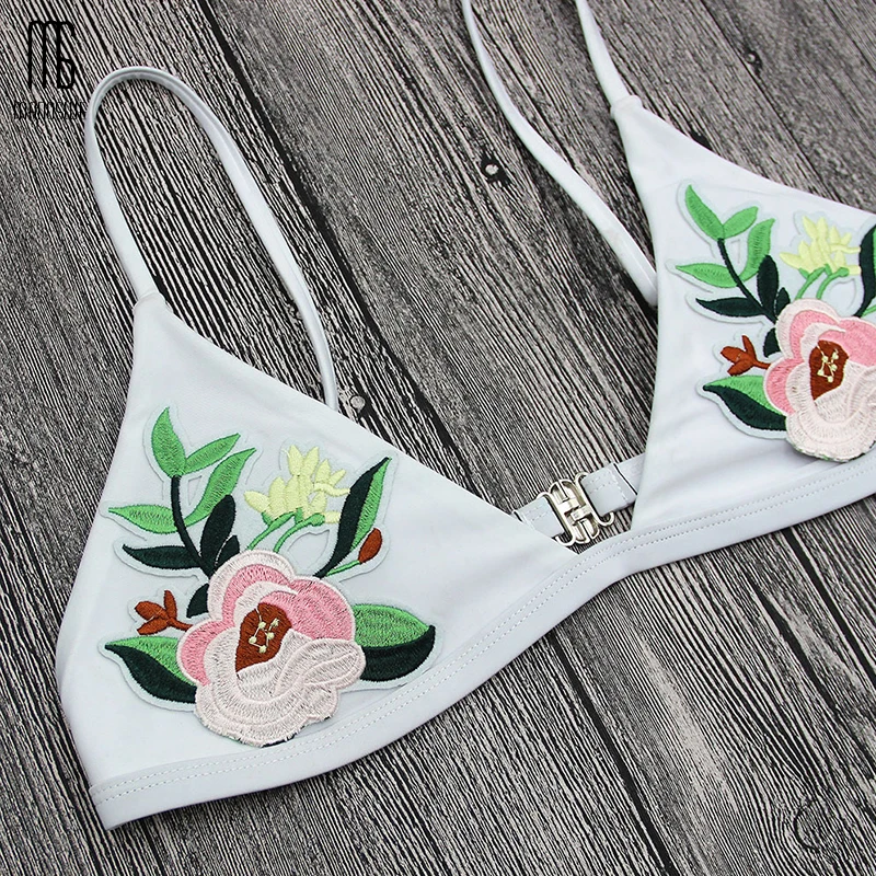 Manoswe новинка женское бикини с цветочной вышивкой летнее сексуальное v-образный