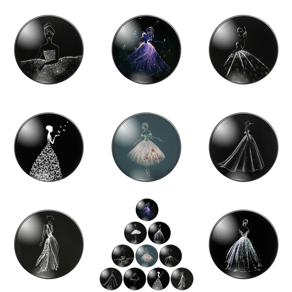 

Beauty Dancing Girl Flower Gift for Girl 2mm/20mm/25mm/30mm Photo Glass Cabochon Demo Flat Back Making Findings