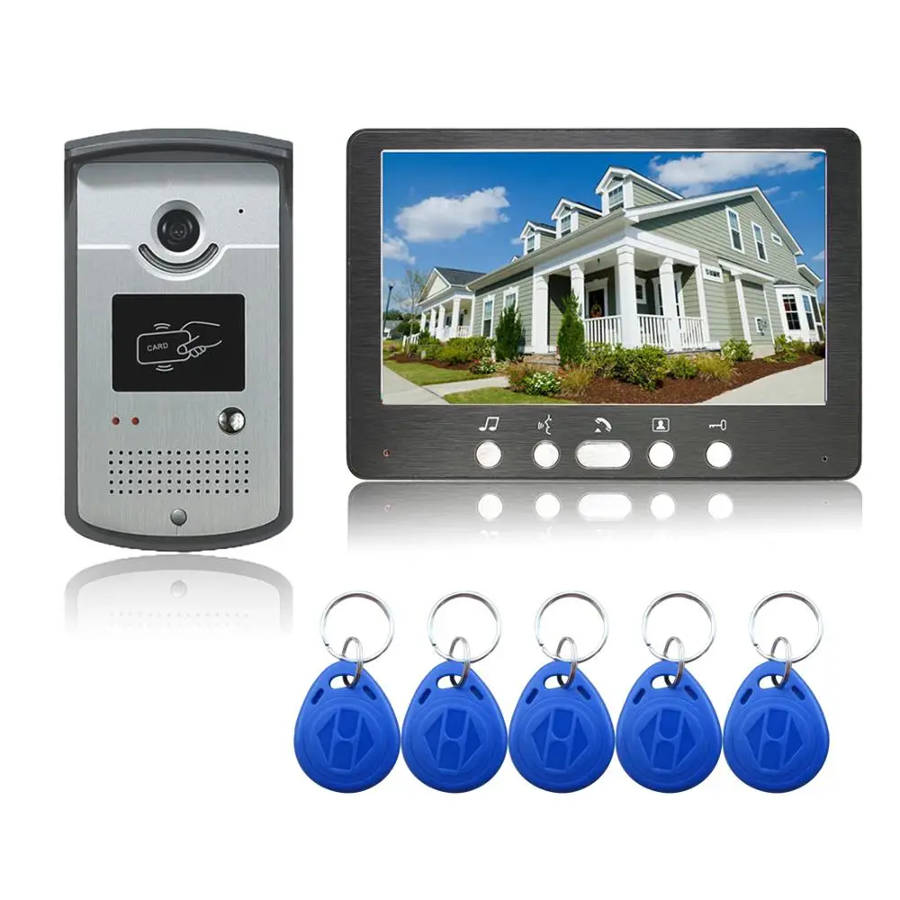 SYSD 7 Inch Video Door Phone Home Security System Video Intercom with RFID IR Camera Night Visior