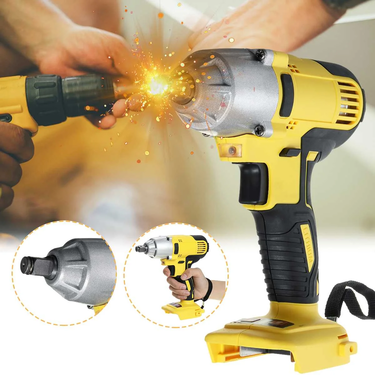 

600Nm 18V Cordless Electric Screwdriver Speed Brushless Impact Wrench Rechargable Drill Driver+LED Light for 18V MUTIAN Battery