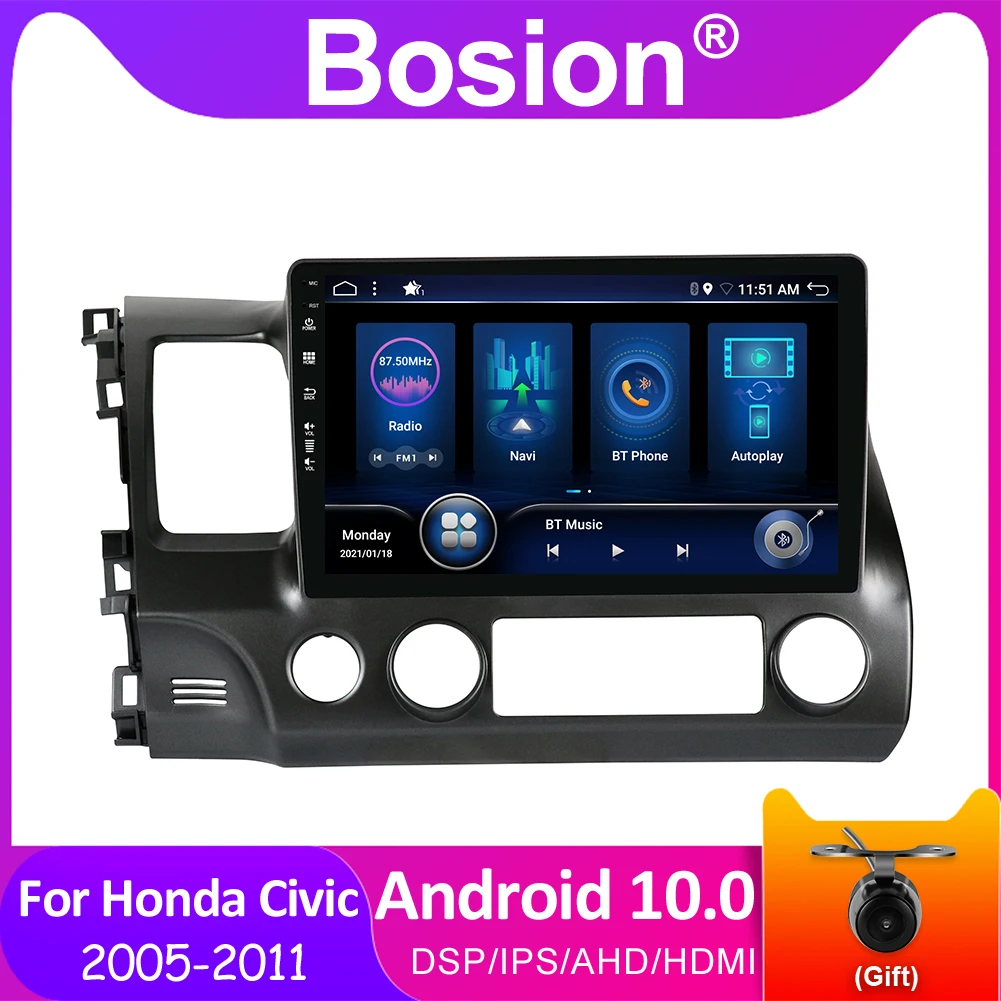 Автомагнитола Bosion на Android 10 0 мультимедийный плеер для Honda Civic 8 2005-2011 навигация GPS 4G