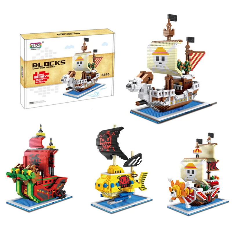 

Anime Cartoon 3D Puzzle piece Pirates Ship Movie Diamond Building Blocks Action Figure DIY Model Brick Education Toys
