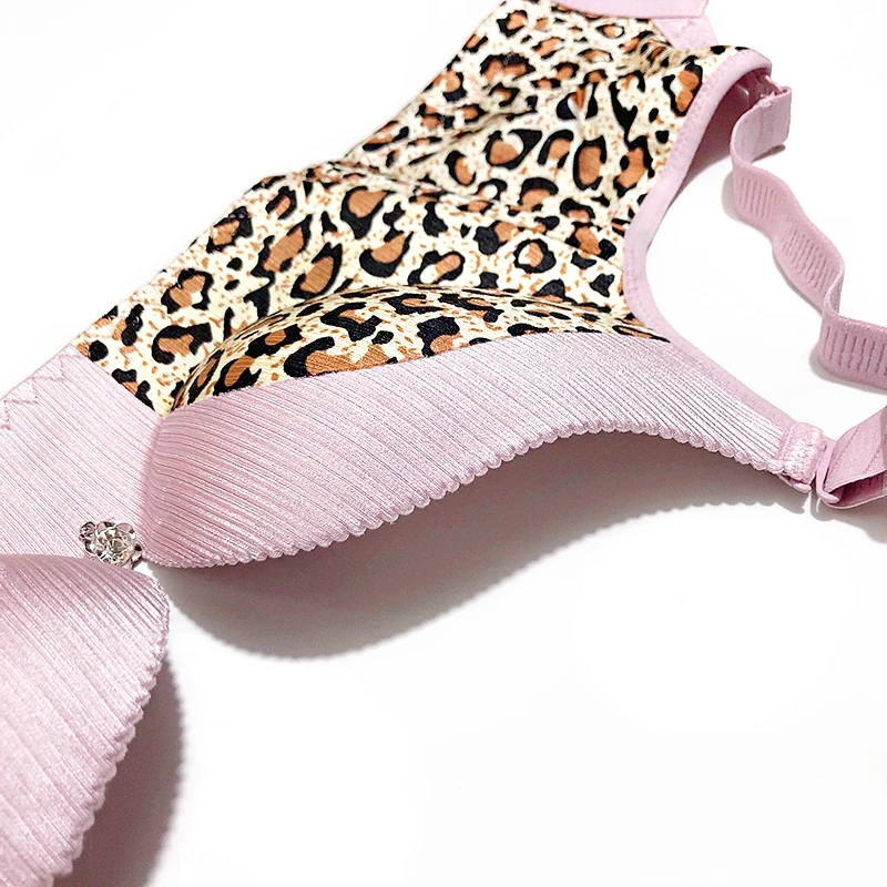 

Women Push Up Bra without Underwire Gather Adjustable Girls Sexy Leopard Lingerie Bra for Women Underwear