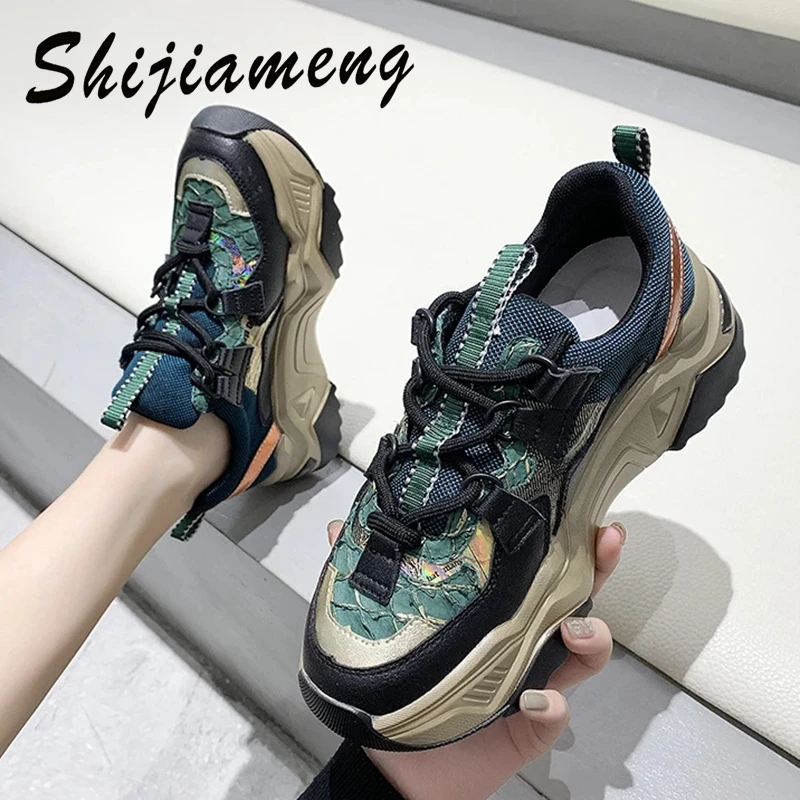 Туфли женские осенние в Корейском стиле повседневная сетчатая обувь на толстой