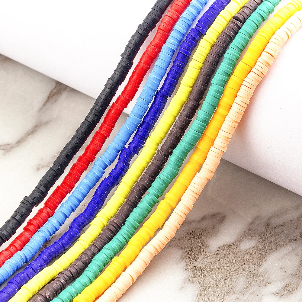 

6mm Flat Round Polymer Clay Beads Chip Disk Loose Rubber Spacer Handmade Beads For DIY Bohemian Jewelry Making Bracelet
