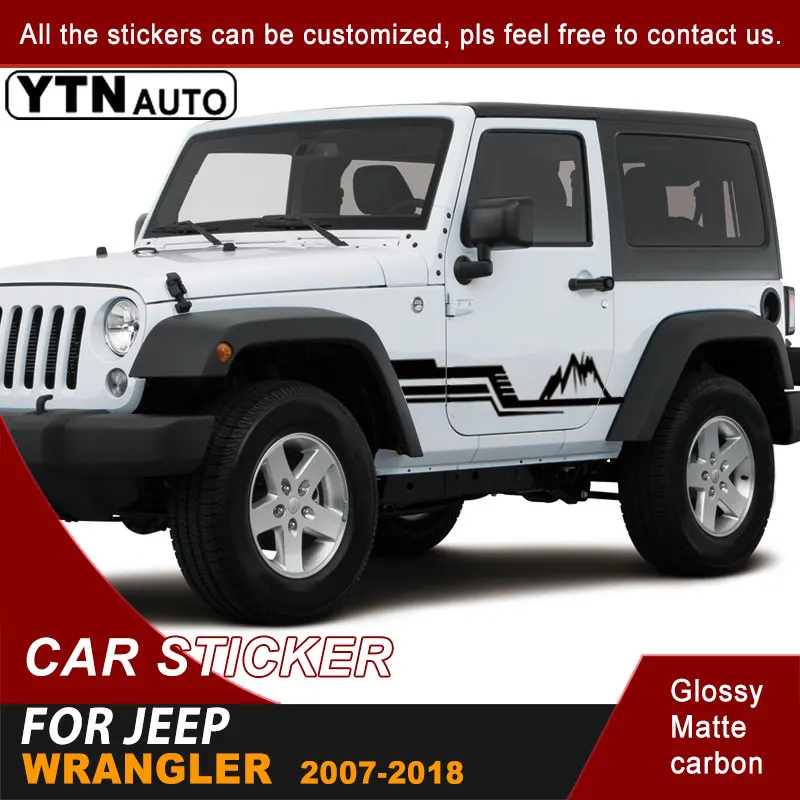 

Car Decals Fit For Jeep Warngler Rubicon JK 2007 - 2018 Side Body Door Mountain Stripe Graphic Vinyl Car Decoration Stickers