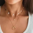 Ожерелья Многослойные ювелирные изделия Женщины Северная звезда ожерелье дамы кулон цепочка с пентаграммой для влюбленных серебряный цвет классический элегантный металл