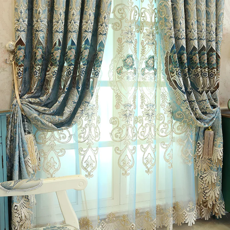 Европейский вышитый занавес для гостиной занавеска из синели с вышивкой