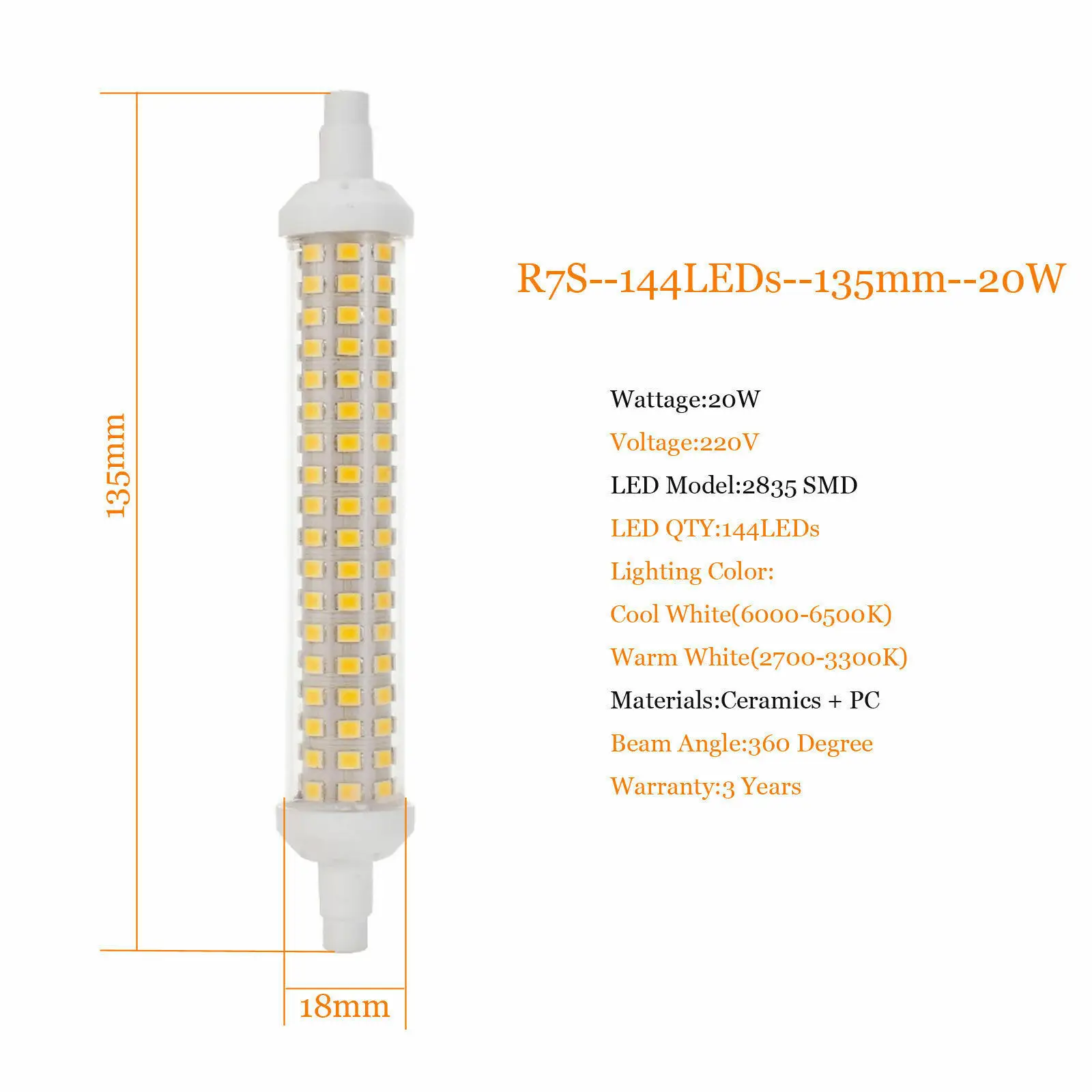 Рисунок 5 - Приглушаемые светодиодные прожекторы R7S SMD 2835
