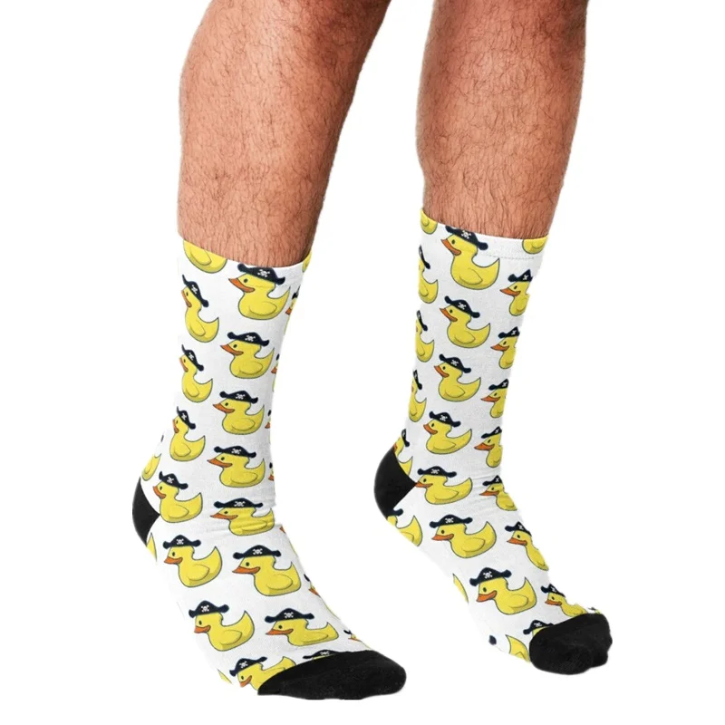 

Men's socks Funny Rubber duck pirate Printed Socks Men harajuku Happy hip hop Novelty cute boys Crew Casual Crazy Socks for men