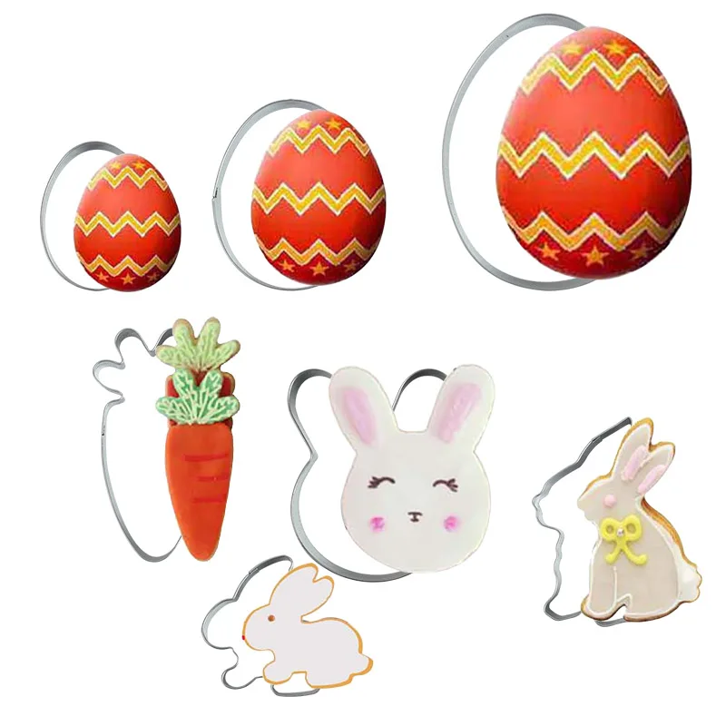 

1PC Rabbit Egg Shapes Stainless Steel 3D Cookie Tool Kitchenware DIY Cookie Baking Accessories Easter Party Supplies